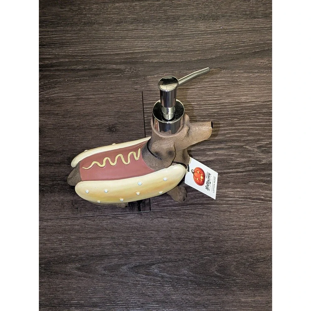 SPOOKY Halloween Dachshund Hot Dog Soap Dispenser Resin/Metal Pump Polished